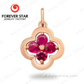 Gold Jewelry Quatrefoil Forma Ruby 18k Pingente